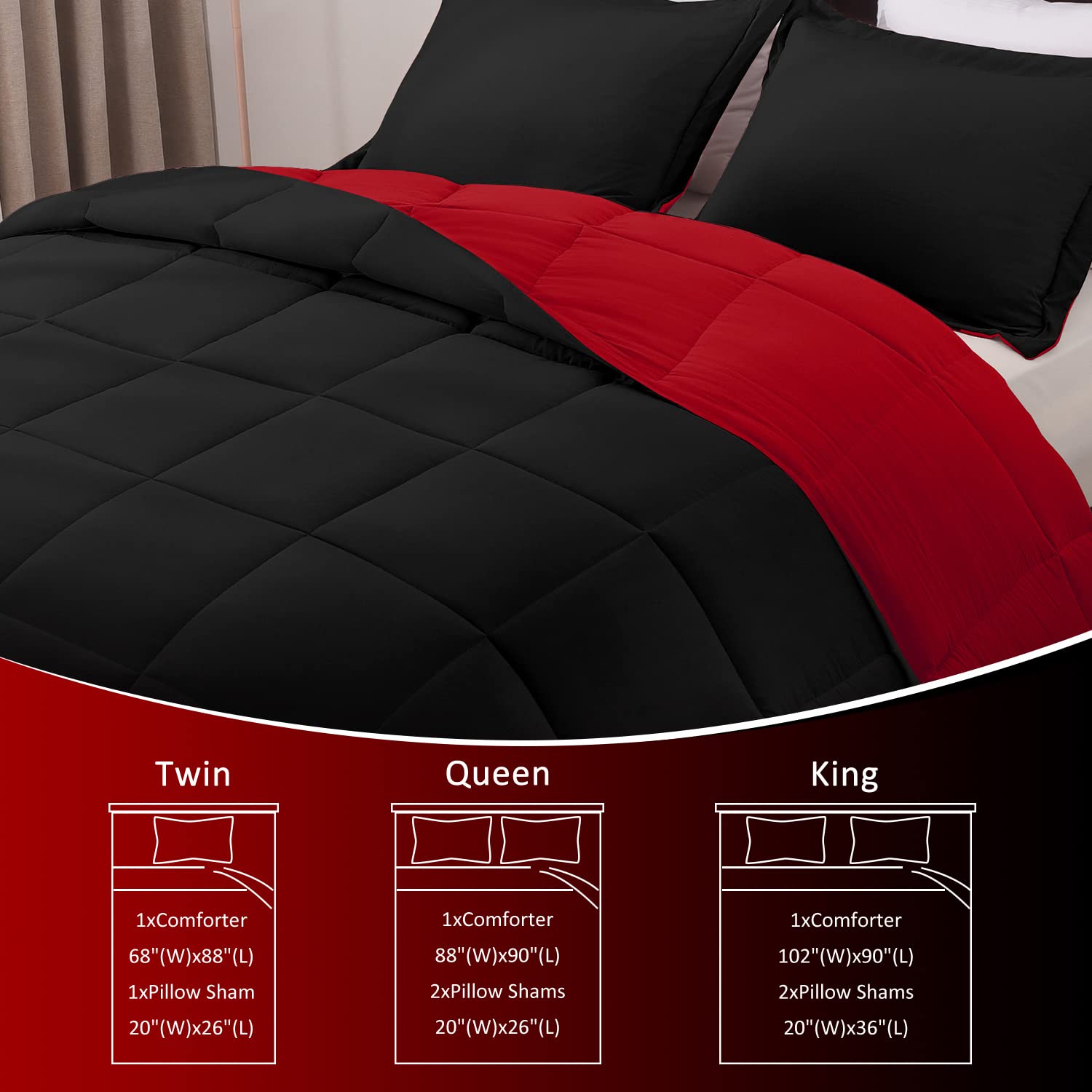 Foto 6 | Set De Edredón Basic Beyond Red Twin Con Funda De Almohada - Venta Internacional.