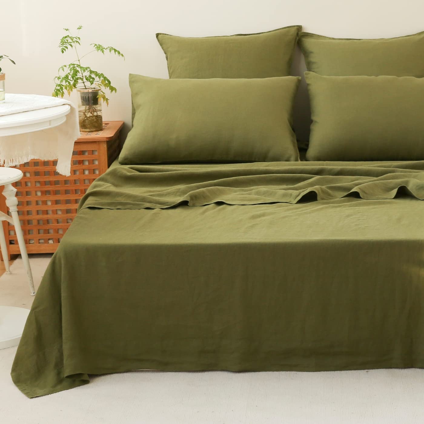Foto 1 | Juego De Sábanas Simple&opulence, 100% Lino, 4 Piezas, Estilo Basic Style King - Venta Internacional.