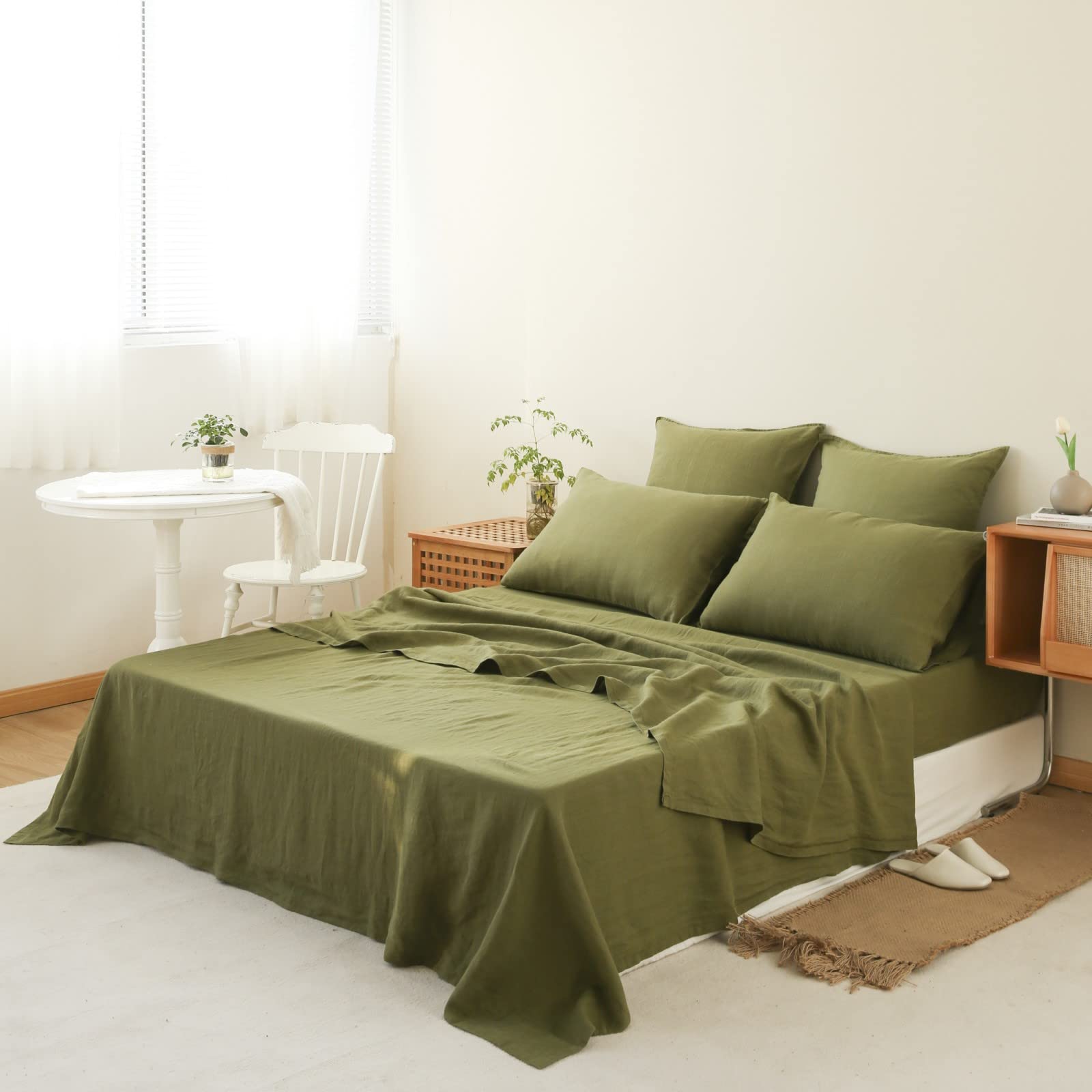 Foto 7 | Juego De Sábanas Simple&opulence, 100% Lino, 4 Piezas, Estilo Basic Style King - Venta Internacional.