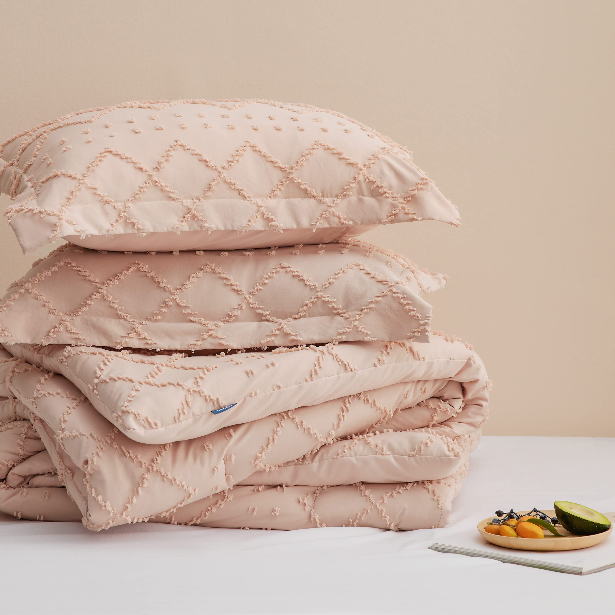 Foto 7 pulgar | Juego De Edredón Bedsure Boho Queen Coral Pink Tufted Shabby - Venta Internacional.