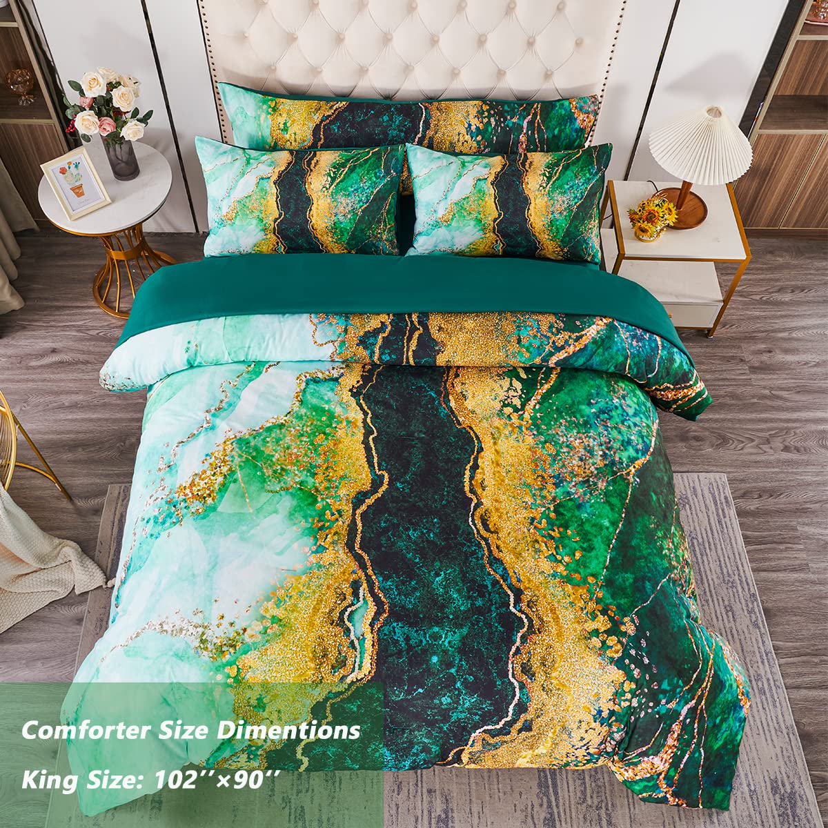 Foto 5 pulgar | Juego De Edredón Perfemet Con Estampado De Mármol Verde, Tamaño King, 6 Unidades - Venta Internacional.