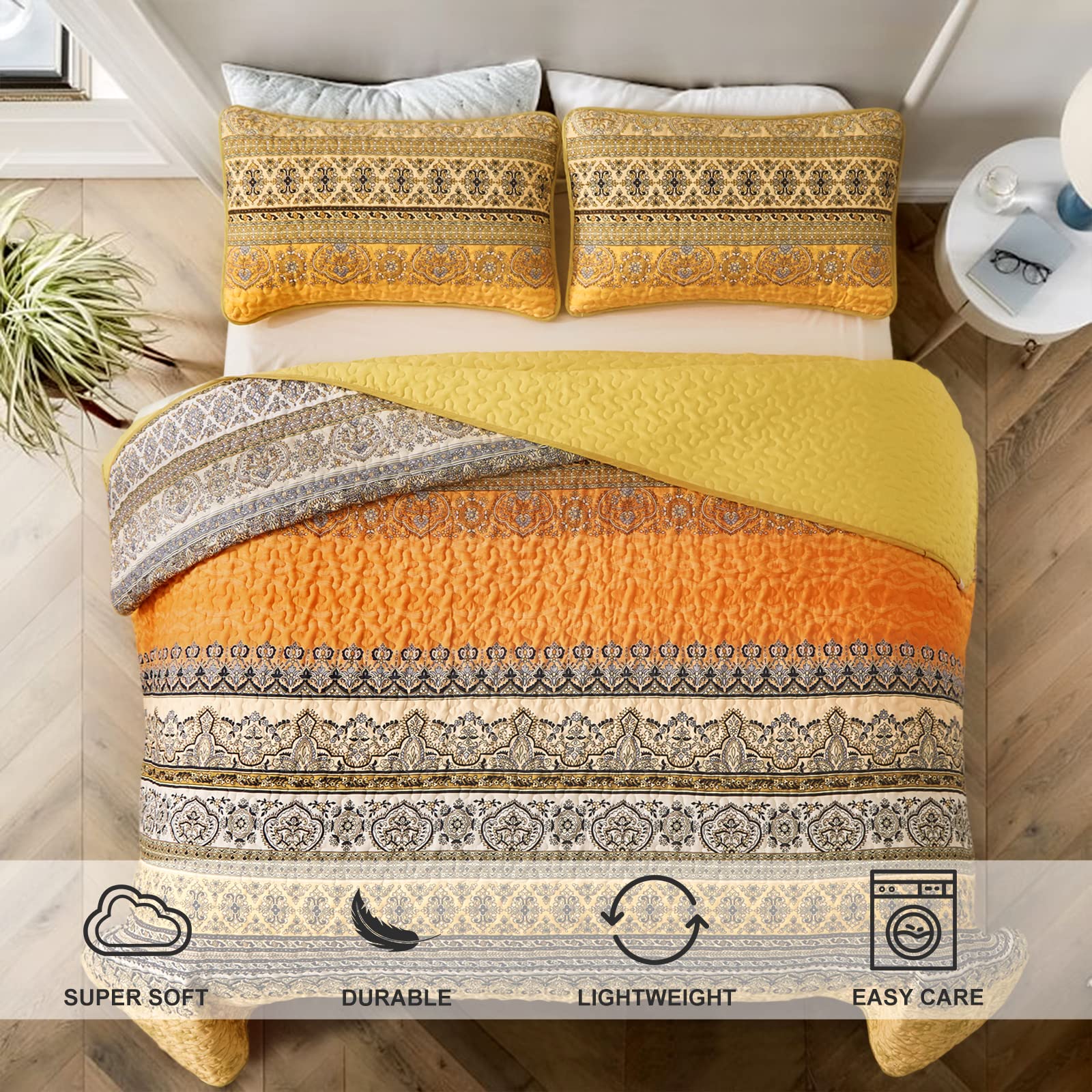 Foto 3 | Edredón Wongs Bedding Amarillo Naranja Bohemian King Con 2 Fundas - Venta Internacional.