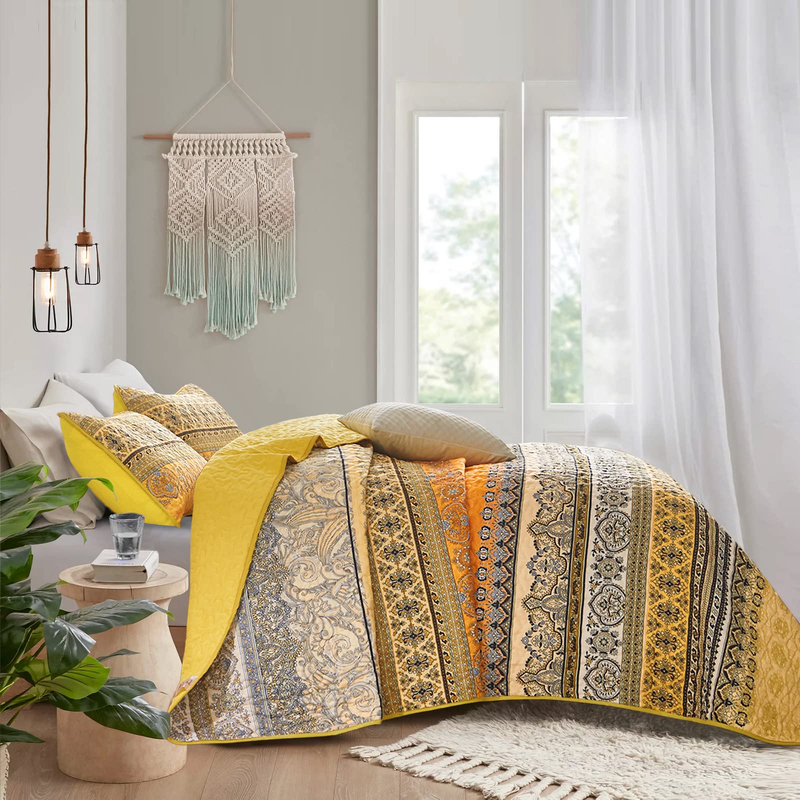 Foto 4 | Edredón Wongs Bedding Amarillo Naranja Bohemian King Con 2 Fundas - Venta Internacional.