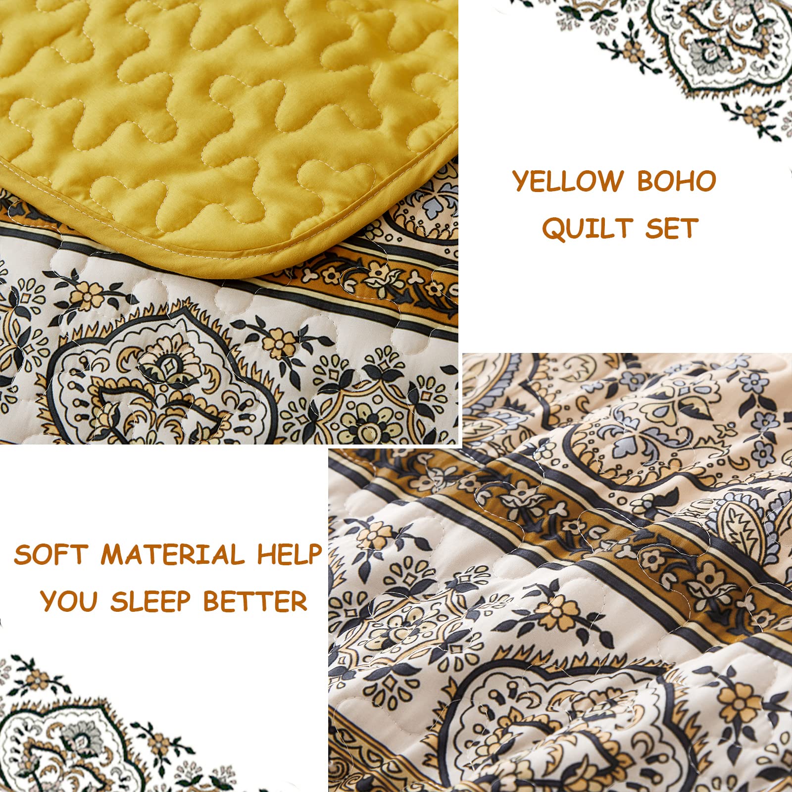Foto 6 pulgar | Edredón Wongs Bedding Amarillo Naranja Bohemian King Con 2 Fundas - Venta Internacional.