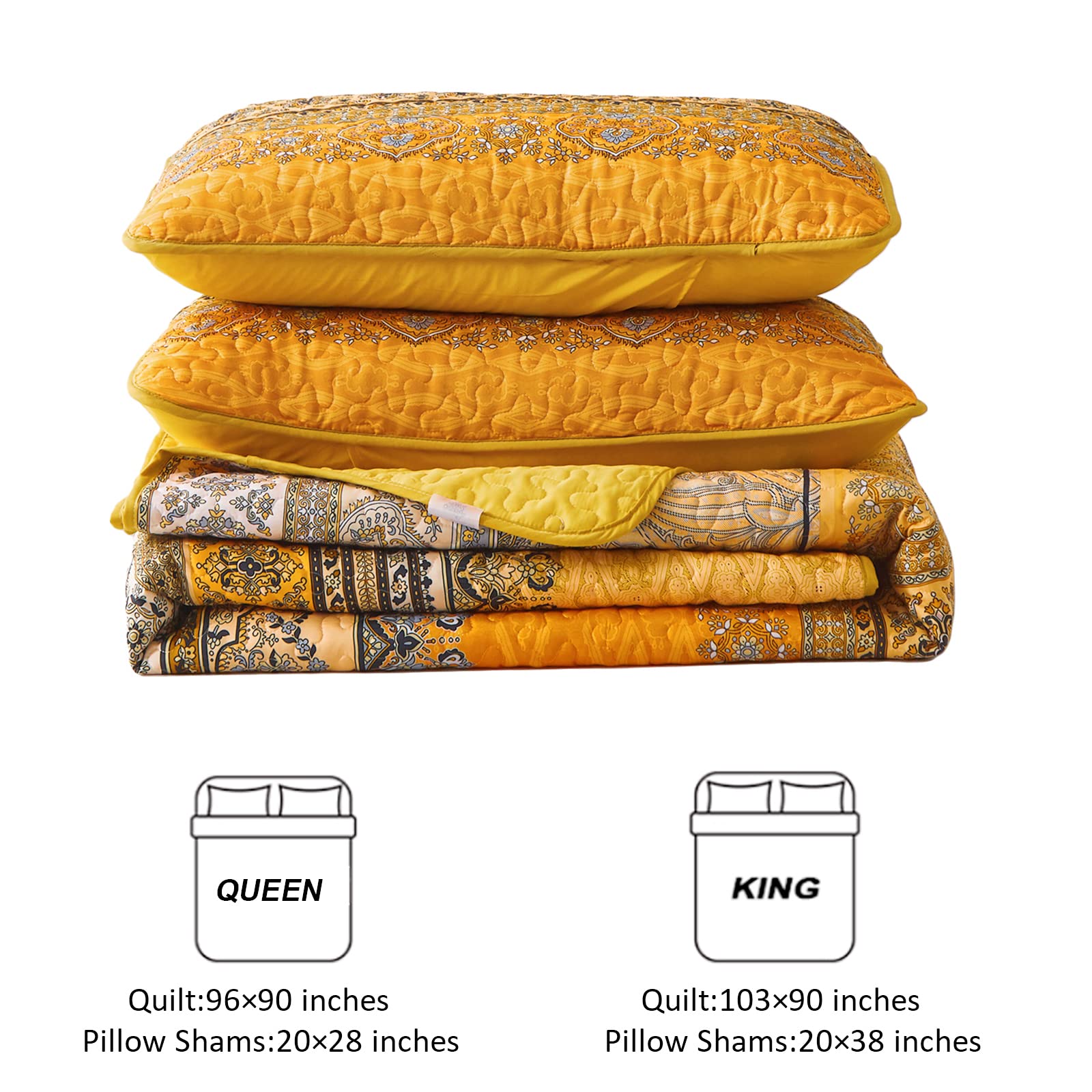 Foto 7 | Edredón Wongs Bedding Amarillo Naranja Bohemian King Con 2 Fundas - Venta Internacional.