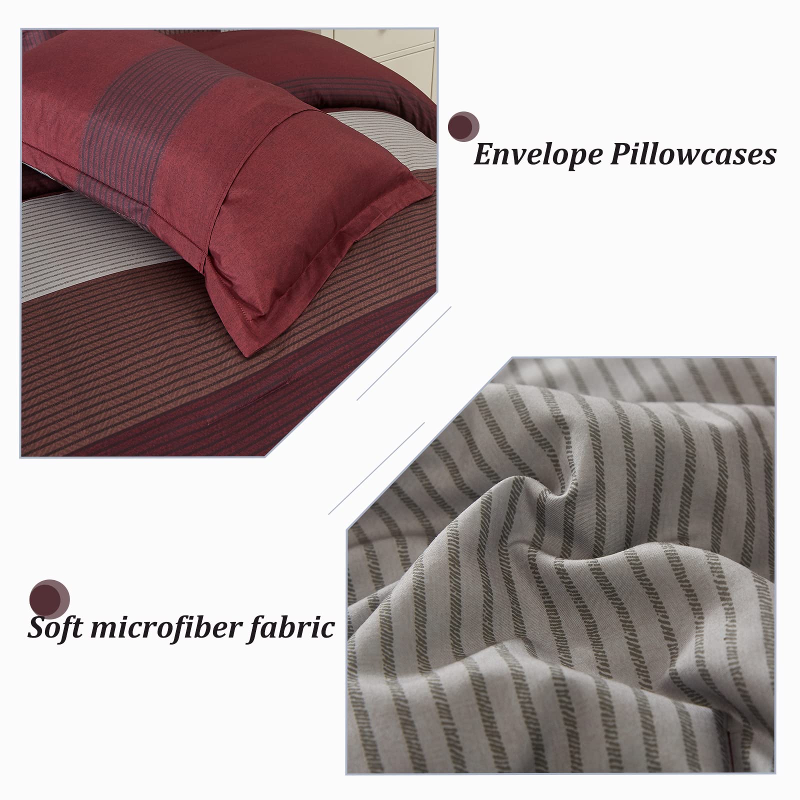 Foto 5 | Juego De Edredón Wongs Bedding, Color Burdeos, Reversible, Tamaño King - Venta Internacional.