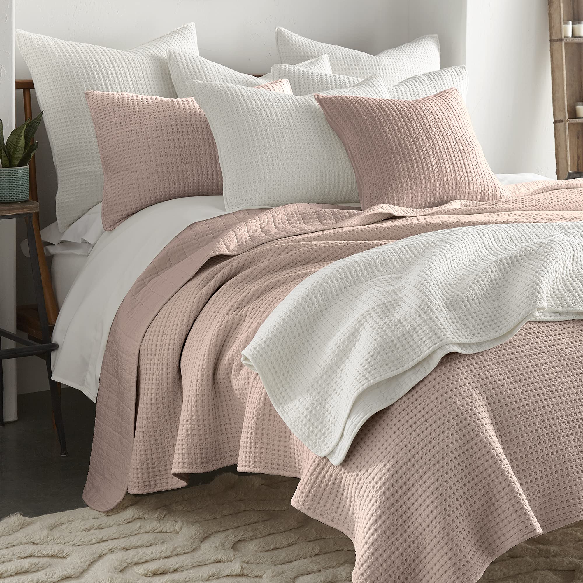 Foto 7 | Juego De Colcha Levtex Home Mills Waffle Blush De Algodón, Doble - Venta Internacional.