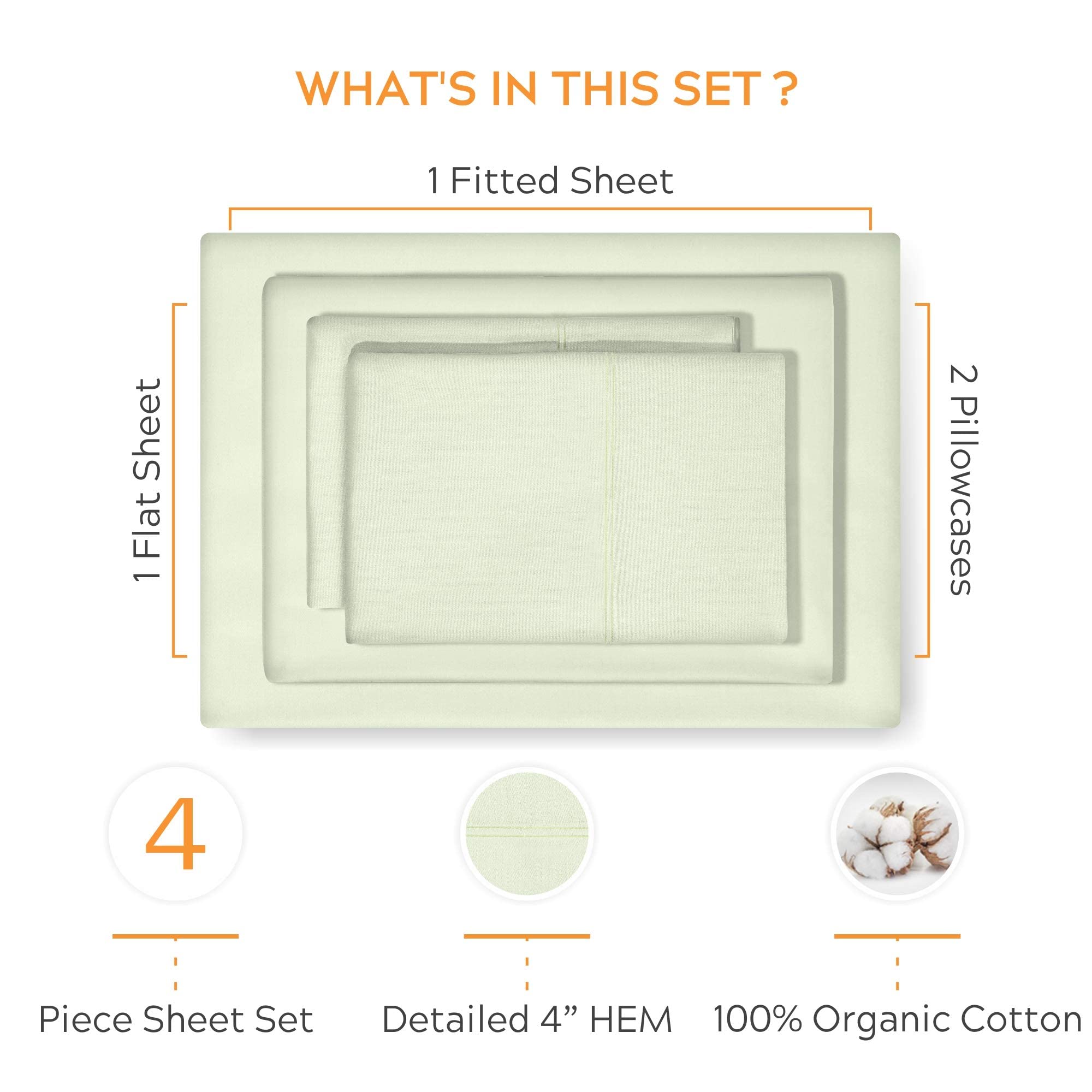 Foto 4 | Juego De Sábanas Sleep Mantra, 100% Algodón Orgánico, Pistacho - Venta Internacional.
