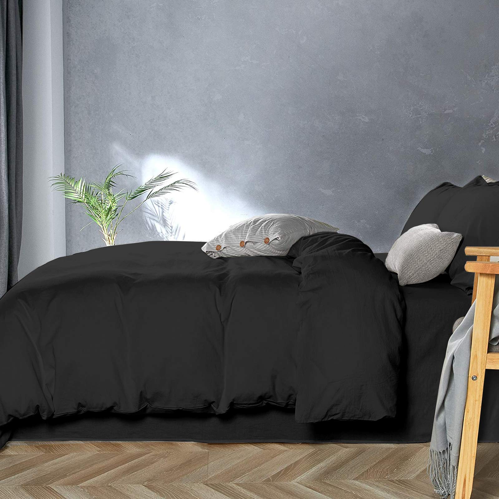 Foto 3 pulgar | Juego de Funda de Edredón Jellymoni Negro Liso de Algodón - Venta Internacional
