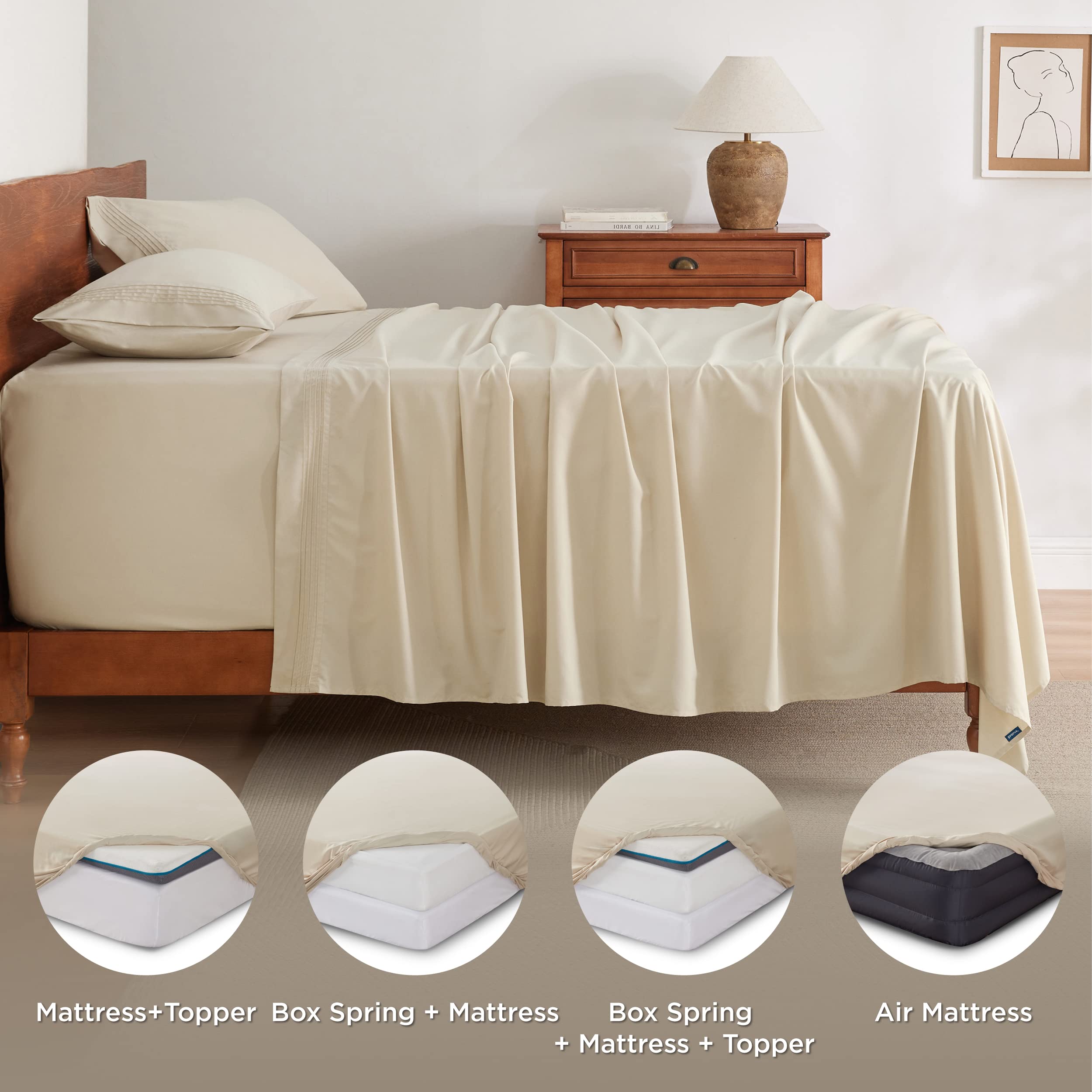 Foto 7 | Juego De Sábanas Bedsure Deep Pocket Queen Con Capacidad Para Absorber La Humedad - Venta Internacional.