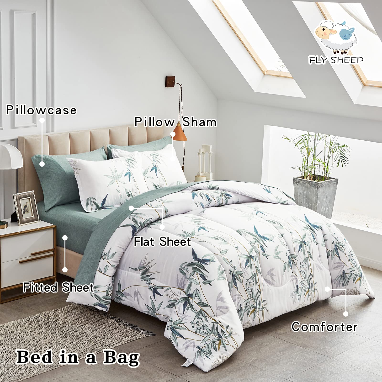 Foto 6 pulgar | Juego de Edredón Bed In a Bag King Verde con Sábanas 7 Piezas - Venta Internacional