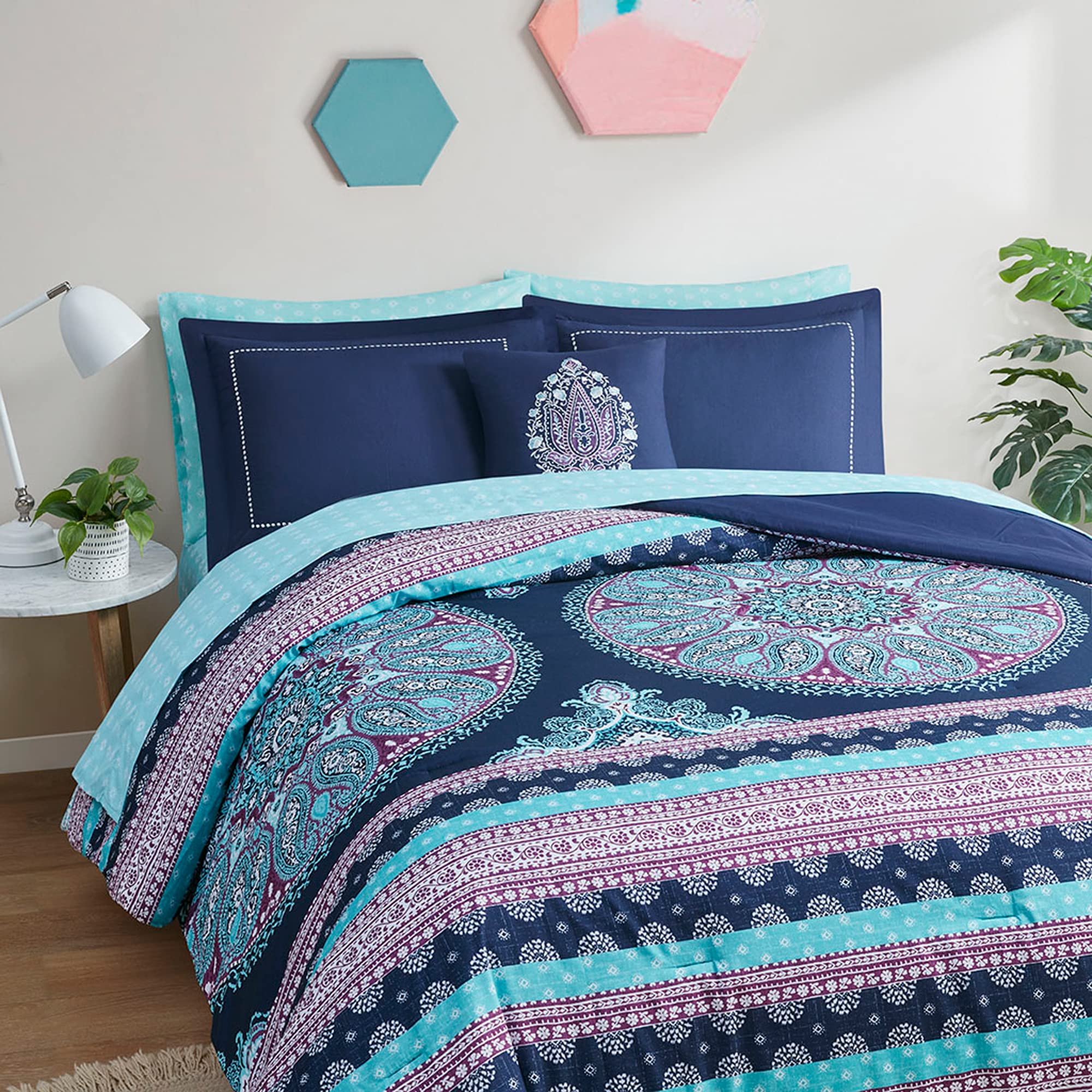 Foto 1 | Set De Edredón Degrees Of Comfort, Tamaño Completo, Color Azul Bohemio Manda - Venta Internacional.
