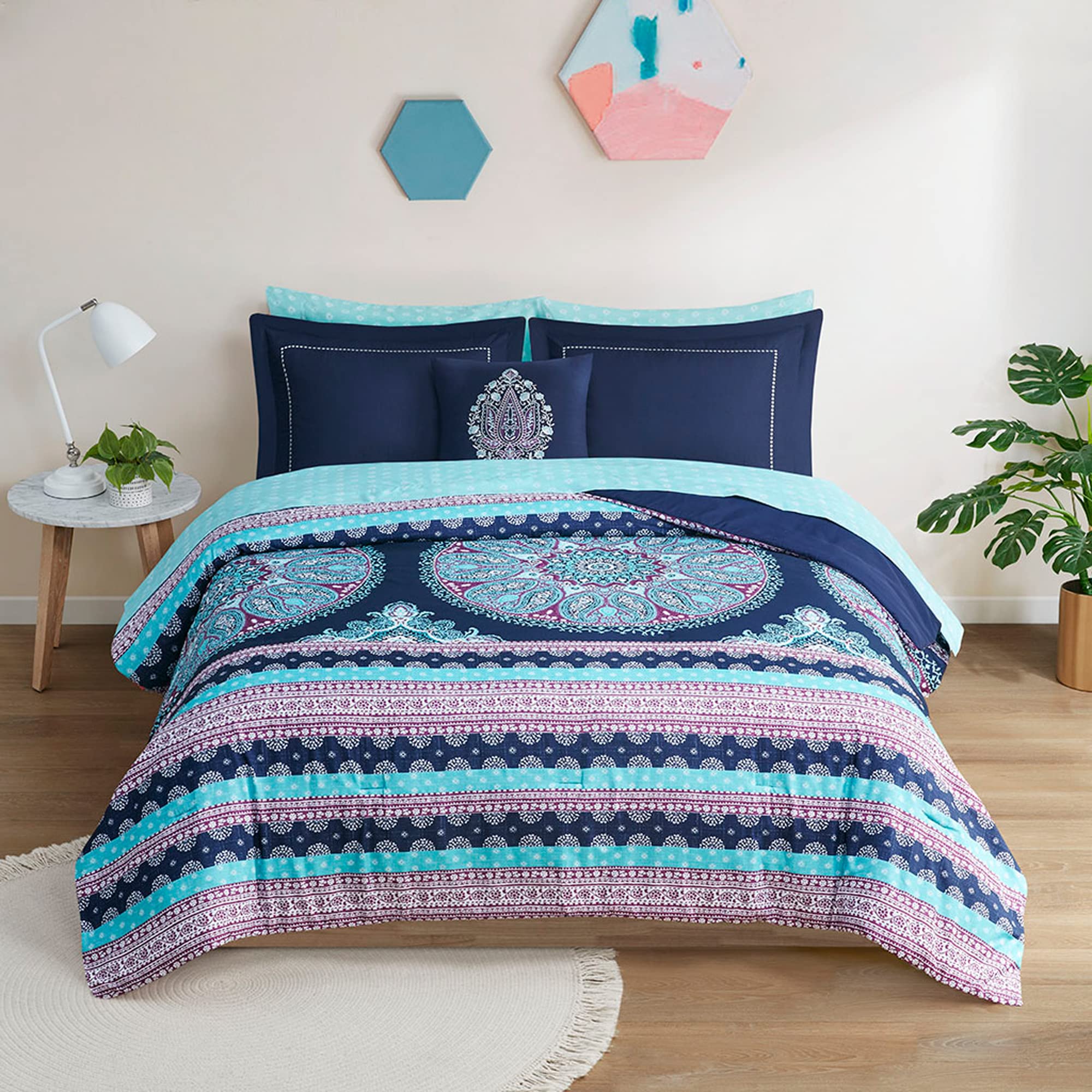 Foto 2 | Set De Edredón Degrees Of Comfort, Tamaño Completo, Color Azul Bohemio Manda - Venta Internacional.