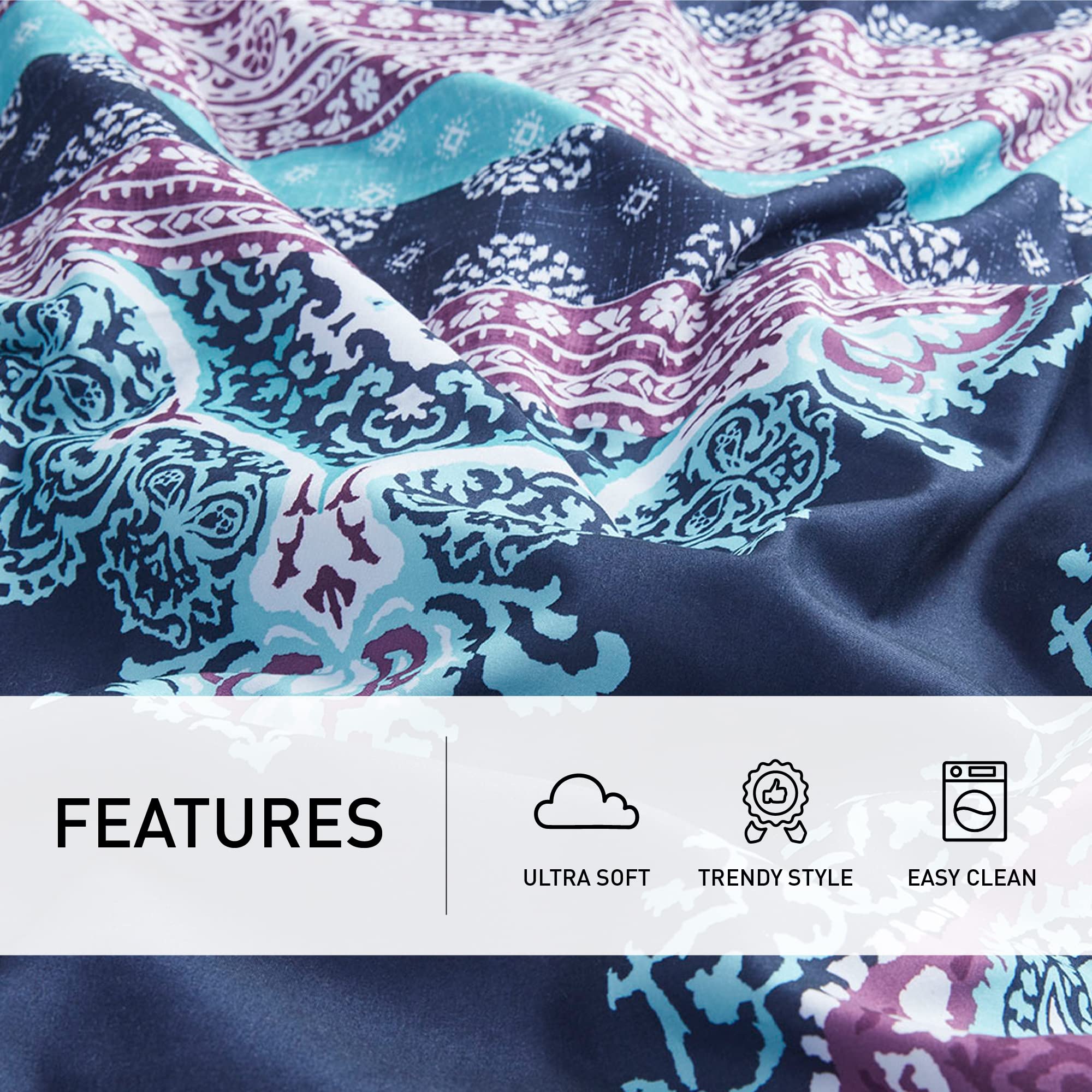 Foto 6 | Set De Edredón Degrees Of Comfort, Tamaño Completo, Color Azul Bohemio Manda - Venta Internacional.