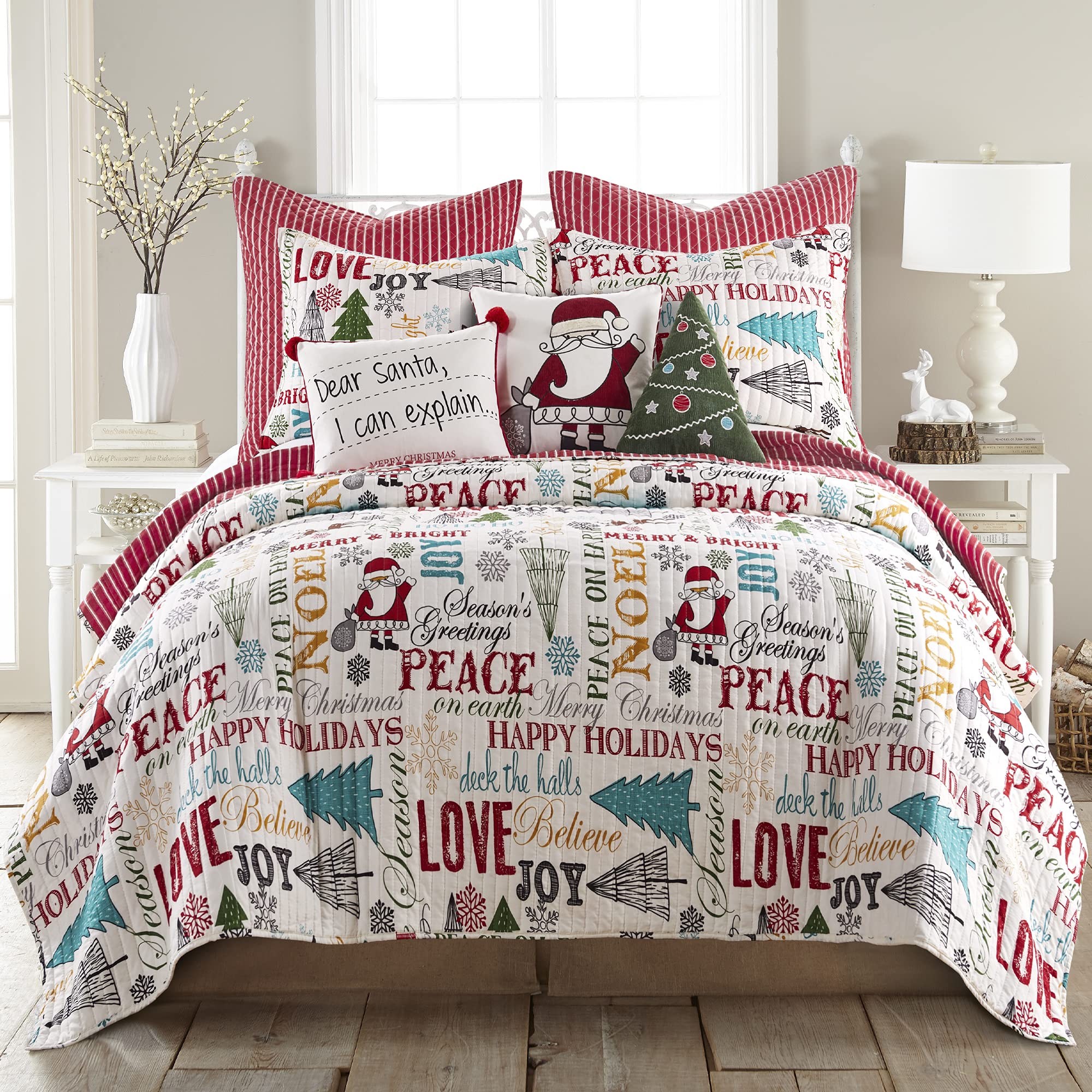Juego De Cama Levtex Home Merry & Bright Santa Claus Lane Quilt - Venta Internacional.