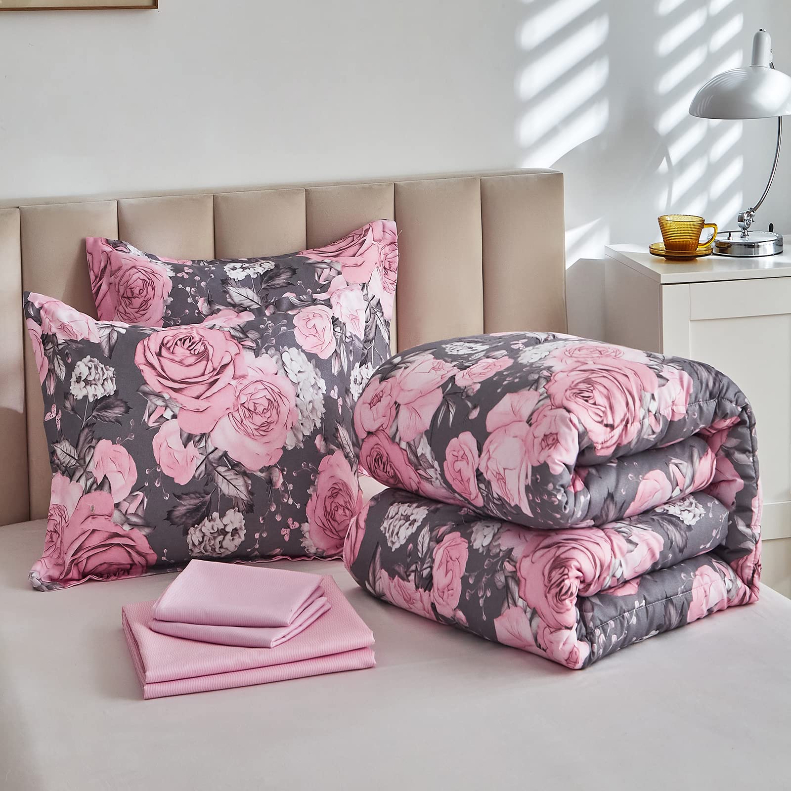 Foto 4 pulgar | Juego de Sábanas Uozzi Bedding Gris con Forma de Flor - Venta Internacional