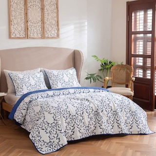 Foto 1 | Juego King Blue Quilt Mixinni 3 Piezas Bordado Reversible - Venta Internacional