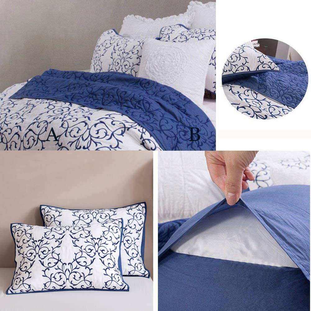 Foto 4 pulgar | Juego King Blue Quilt Mixinni 3 Piezas Bordado Reversible - Venta Internacional