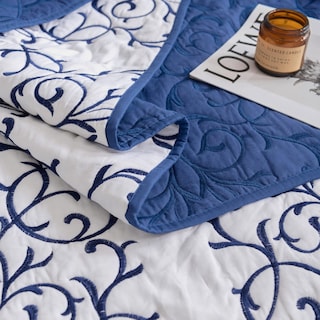 Foto 5 | Juego King Blue Quilt Mixinni 3 Piezas Bordado Reversible - Venta Internacional