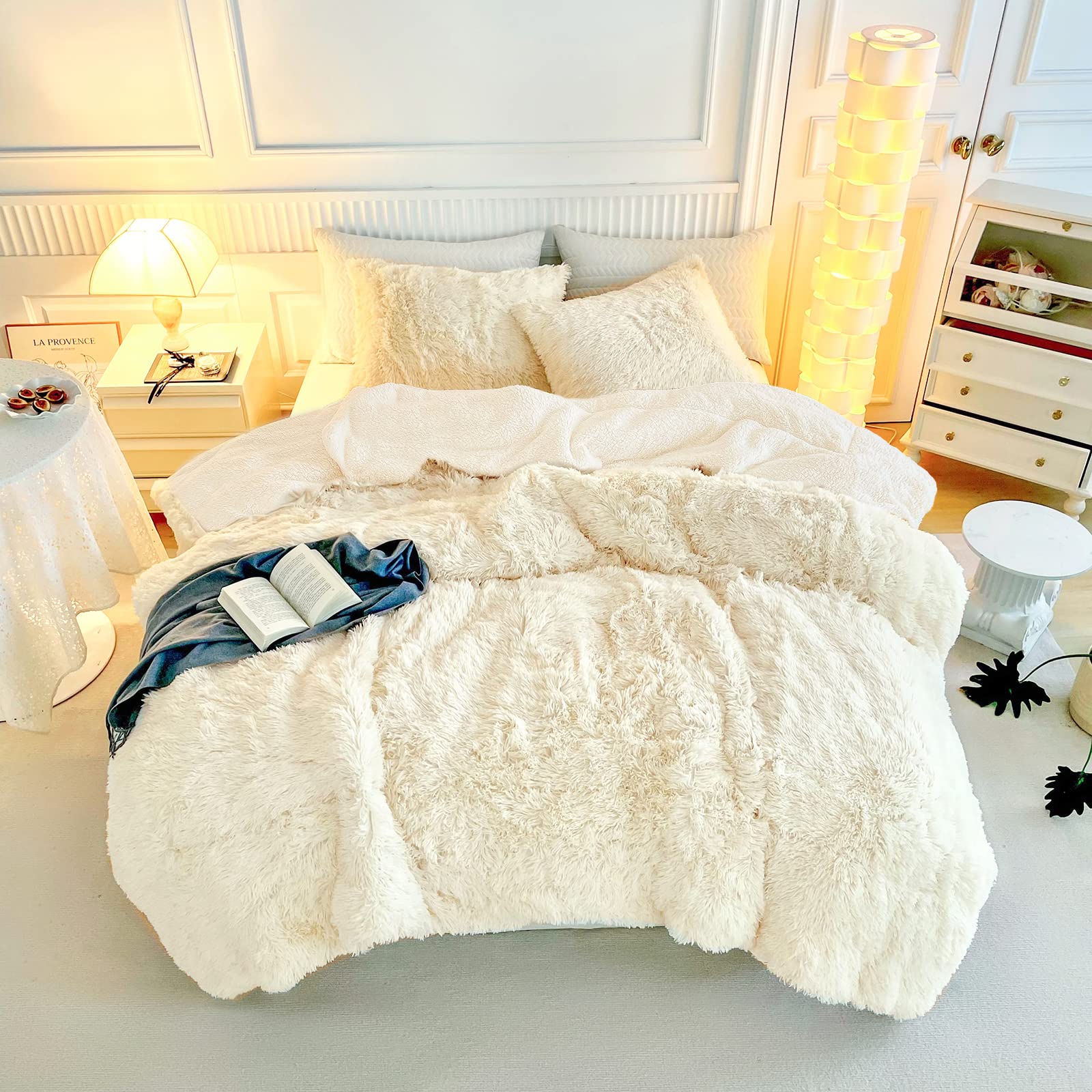 Juego de Edredón Uozzi Bedding de Piel Sintética Shaggy Queen 3 Piezas - Venta Internacional