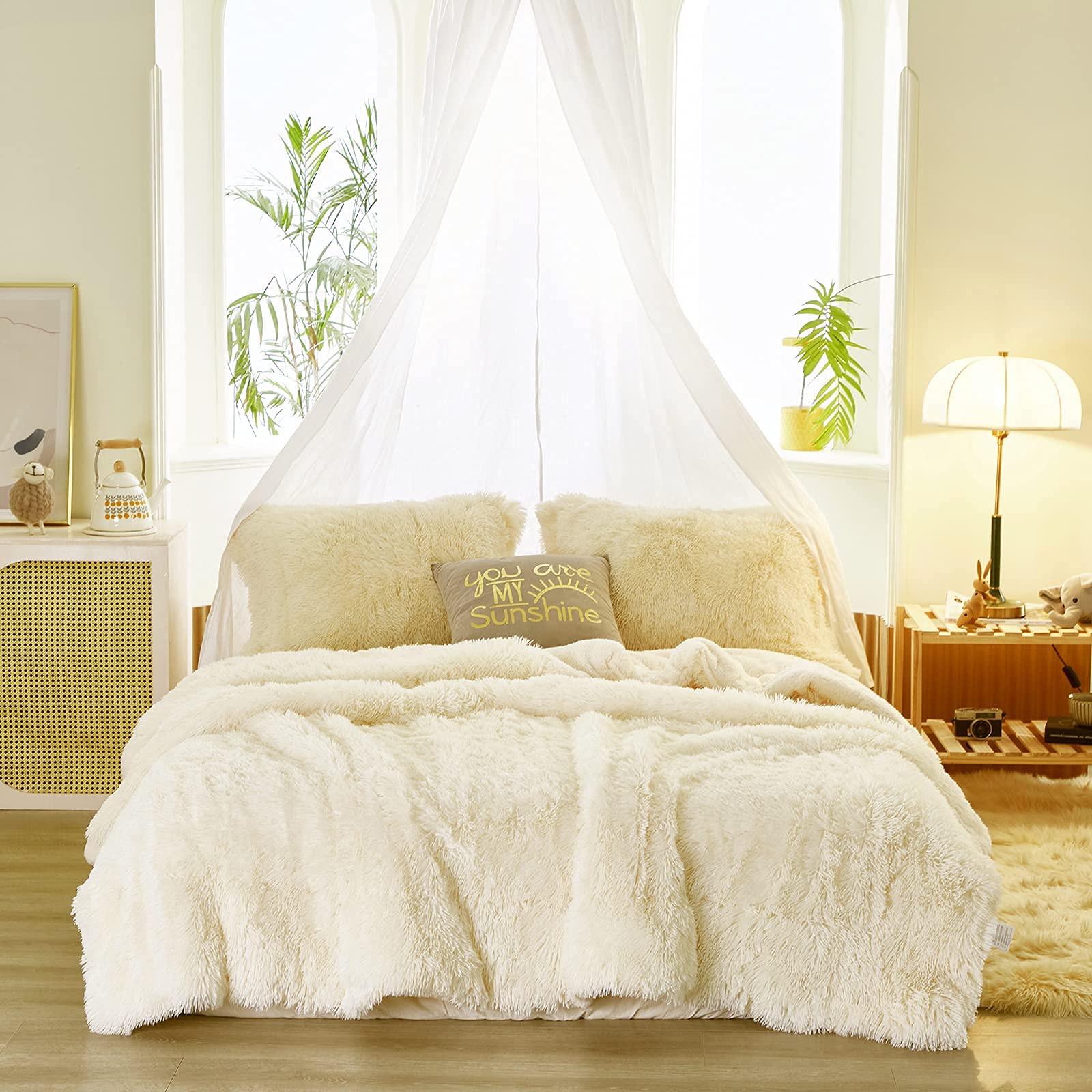 Foto 4 pulgar | Juego de Edredón Uozzi Bedding de Piel Sintética Shaggy Queen 3 Piezas - Venta Internacional
