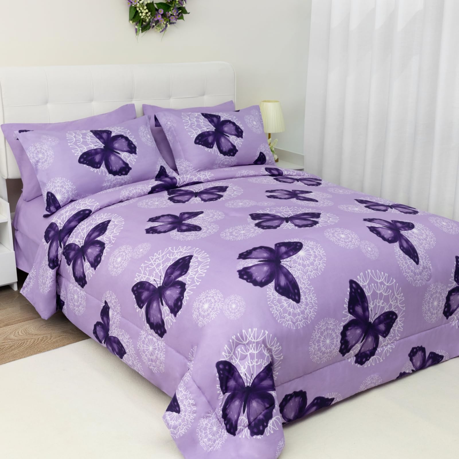 Foto 7 | Bed In A Bag Artall Full/queen Size 8 Piezas Con Forma De Mariposa Morada - Venta Internacional.