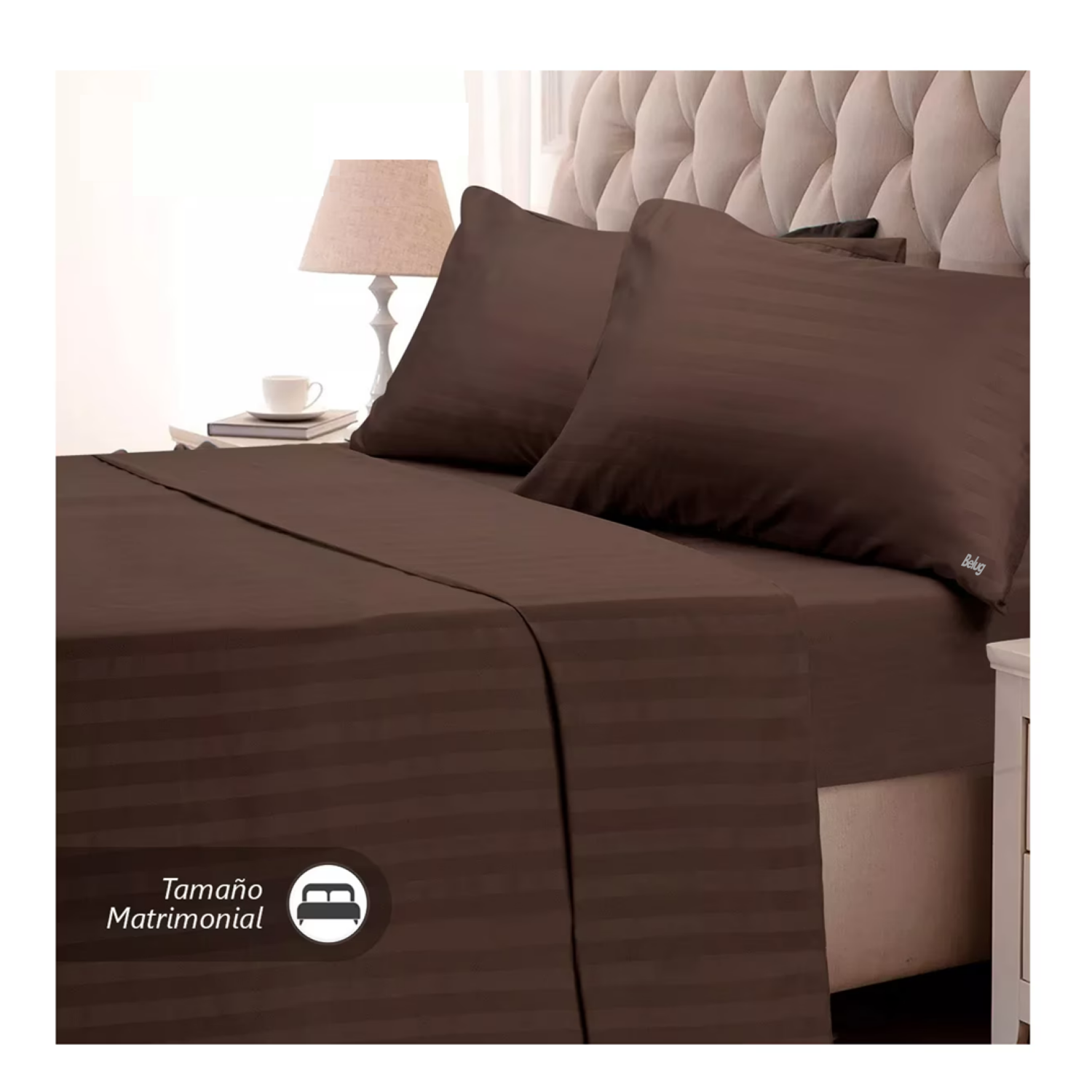 Foto 4 | Juego de Sabanas Matrimonial Egipcian Premium 2800 Hilos 4 Piezas Cafe