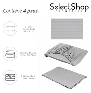 Foto 4 | Juego de Sabanas Matrimonial Egipcian Premium 2800 Hilos 4 Piezas Gris Claro