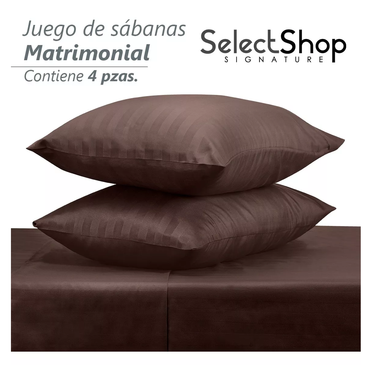 Foto 4 pulgar | Juego de Sabanas Matrimonial Egipcian Premium 2800 Hilos 4 Piezas Cafe