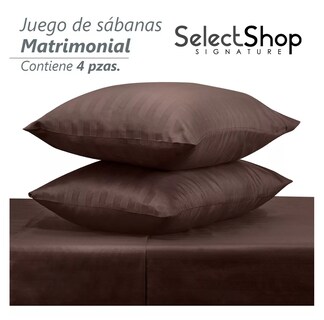 Foto 3 | Juego de Sabanas Matrimonial Egipcian Premium 2800 Hilos 4 Piezas Cafe