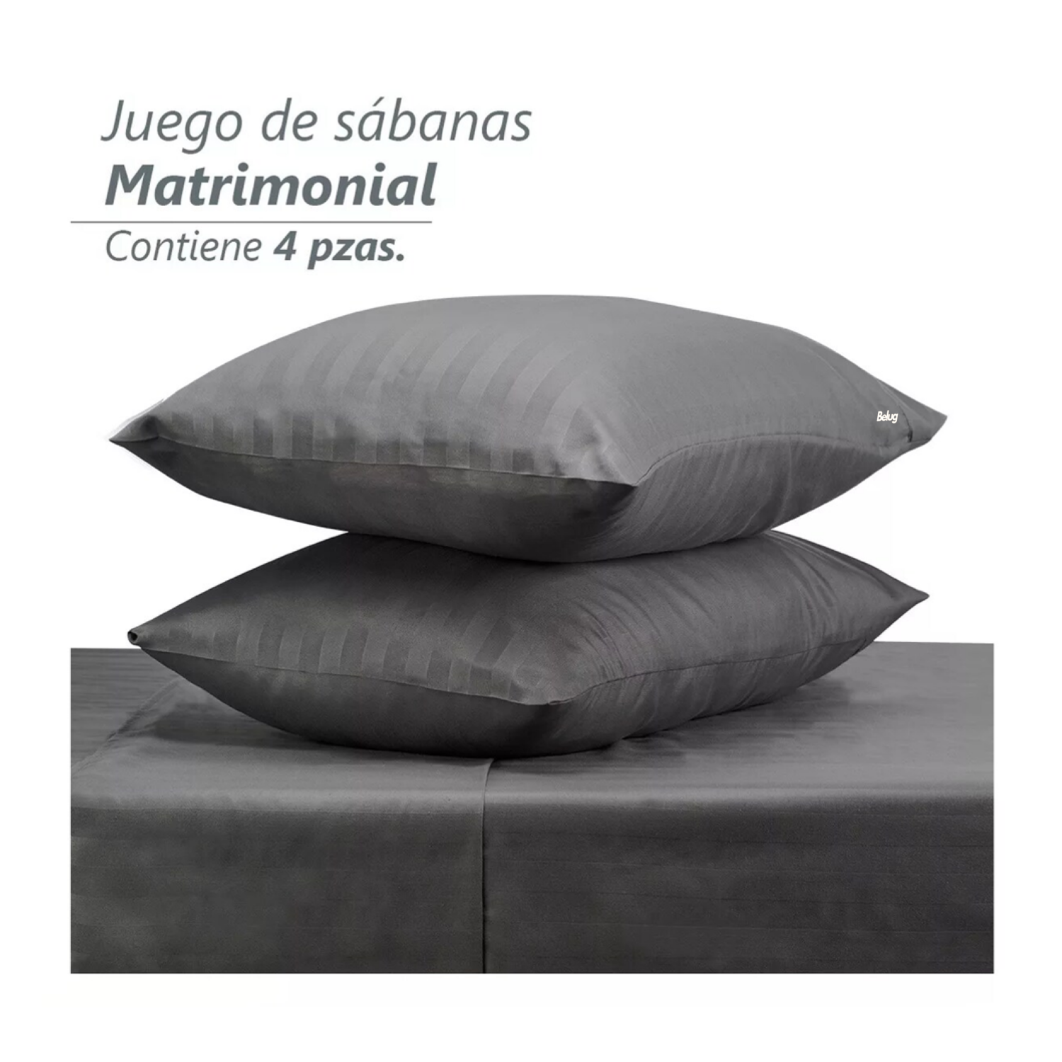 Foto 5 pulgar | Juego de Sabanas Matrimonial Egipcian Premium 2800 Hilos 4 Piezas Gris Oscuro