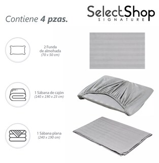 Foto 4 | Juego de Sabanas Matrimonial Egipcian Premium 2800 Hilos 4 Piezas Gris Claro