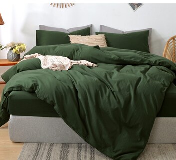Foto 1 | Juego de Funda de Edredón Moomee Bedding Algodón Tipo Lino Verde - Venta Internacional