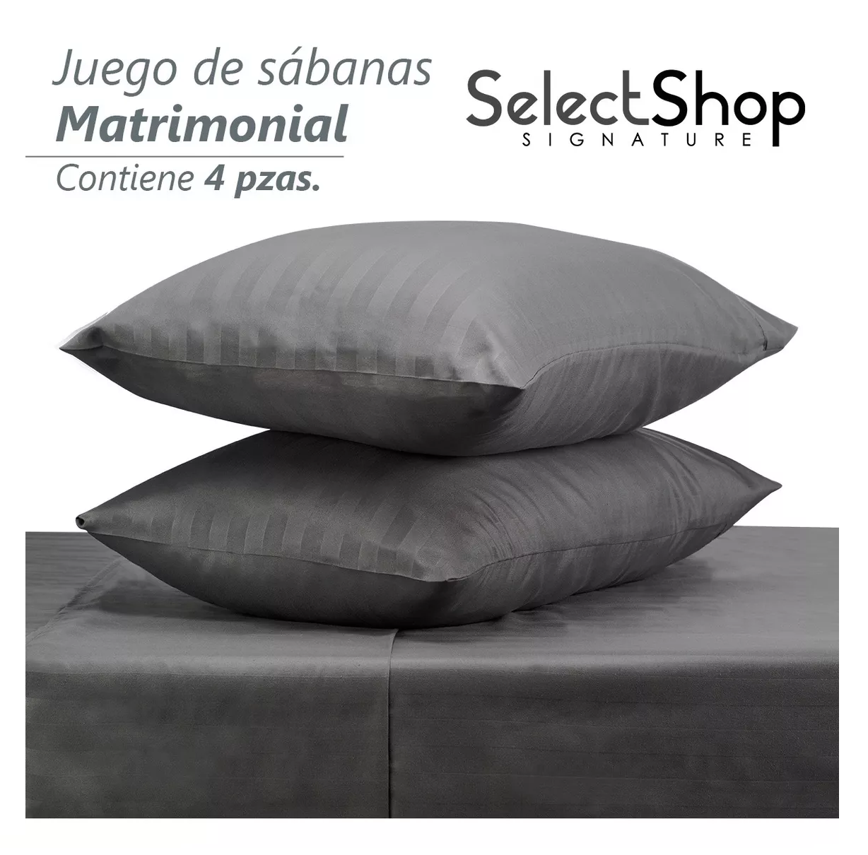Foto 4 pulgar | Juego de Sabanas Matrimonial Egipcian Premium 2800 Hilos 4 Piezas Gris Oscuro