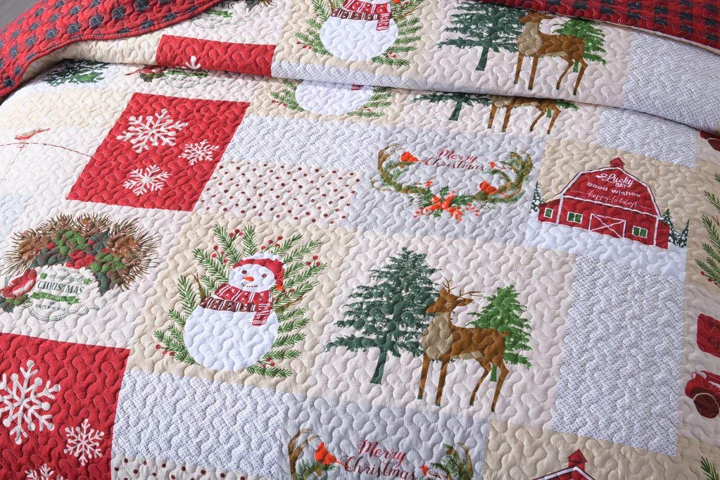 Foto 5 | Juego De Edredón Marcielo Christmas Rustic Lodge, Color Rojo Ciervo, Doble - Venta Internacional.