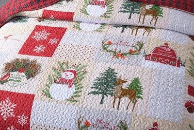 Foto 5 | Juego De Edredón Marcielo Christmas Rustic Lodge, Color Rojo Ciervo, Doble - Venta Internacional.