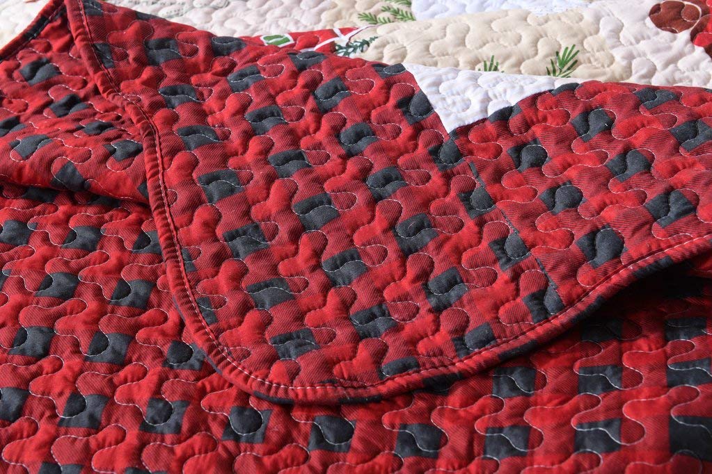 Foto 8 pulgar | Juego De Edredón Marcielo Christmas Rustic Lodge, Color Rojo Ciervo, Doble - Venta Internacional.