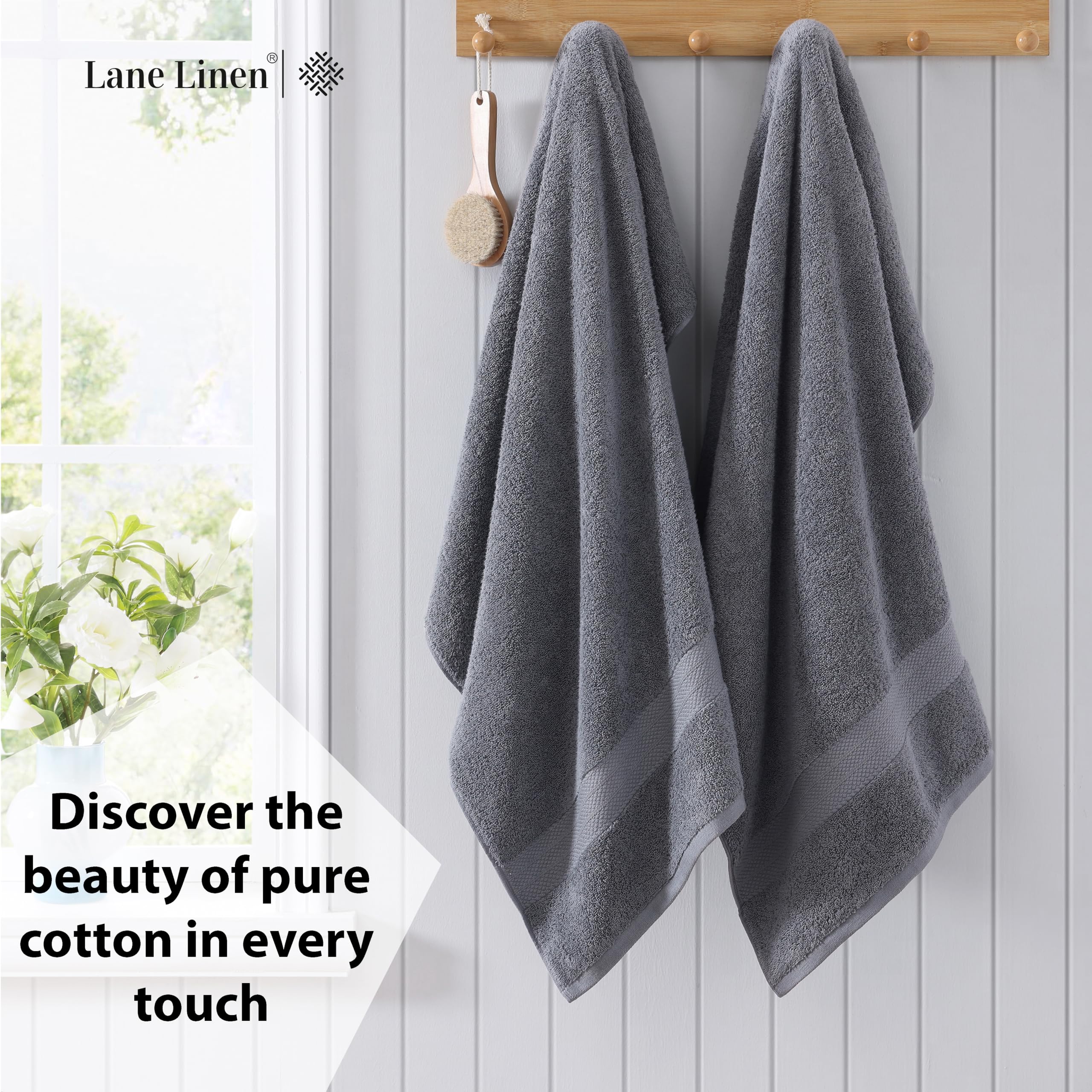 Foto 4 pulgar | Juego De Toallas De Baño Lane Linen, 100% Algodón, Extra Grandes, 35 X 66 Cm, Paquete De 2 - Venta Internacional.