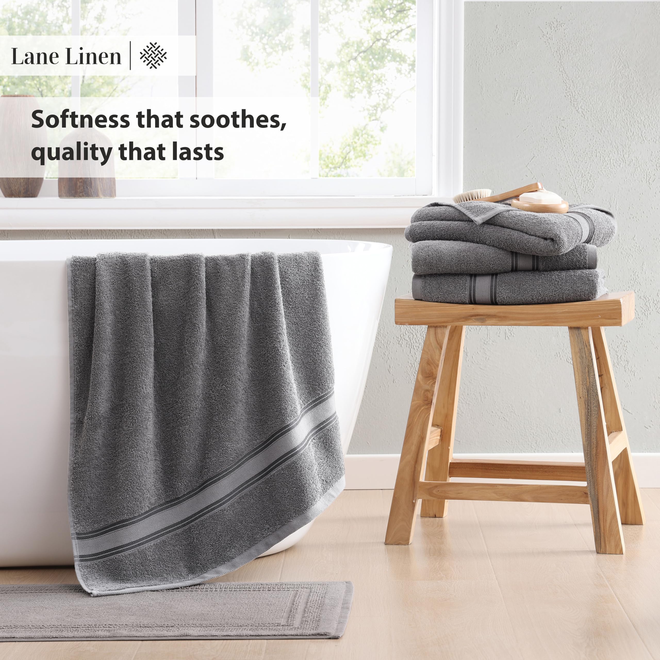Foto 5 | Juego De Toallas De Baño Lane Linen, Toallas De Baño Extra Grandes, 4 Unidades, Algodón - Venta Internacional.