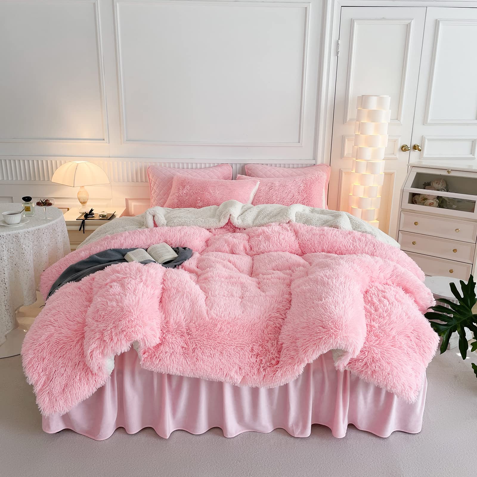 Juego De Edredón Uozzi Bedding De Piel Sintética Rosa Queen, 3 Piezas - Venta Internacional.