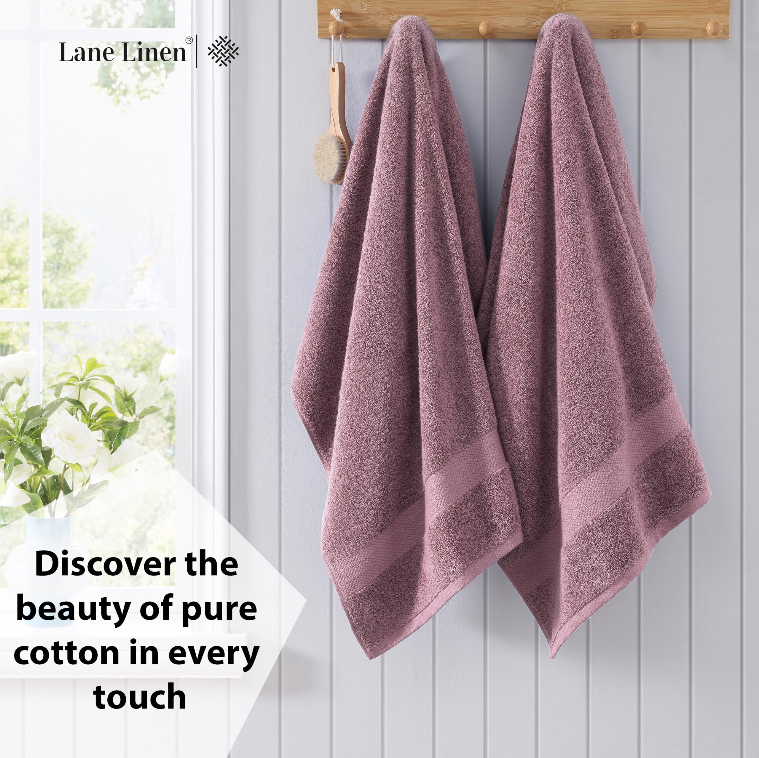 Foto 4 pulgar | Juego De Toallas De Baño Lane Linen Wishful Mauve, 100% Algodón, 35 X 66 Cm, Paquete De 2 - Venta Internacional.