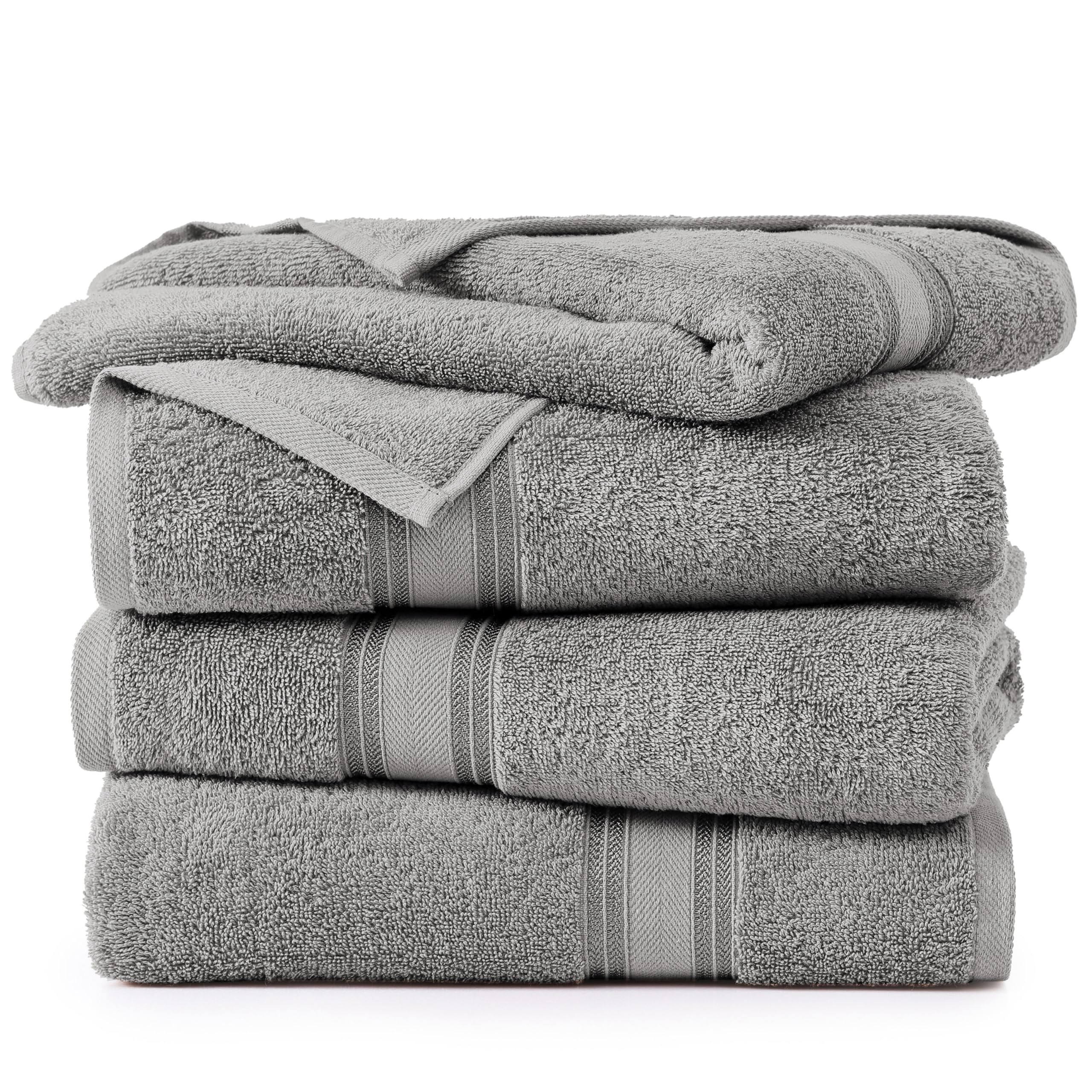 Foto 3 pulgar | Juego De 4 Toallas De Baño Lane Linen Extra Grandes, 100% Algodón, Color Gris - Venta Internacional.