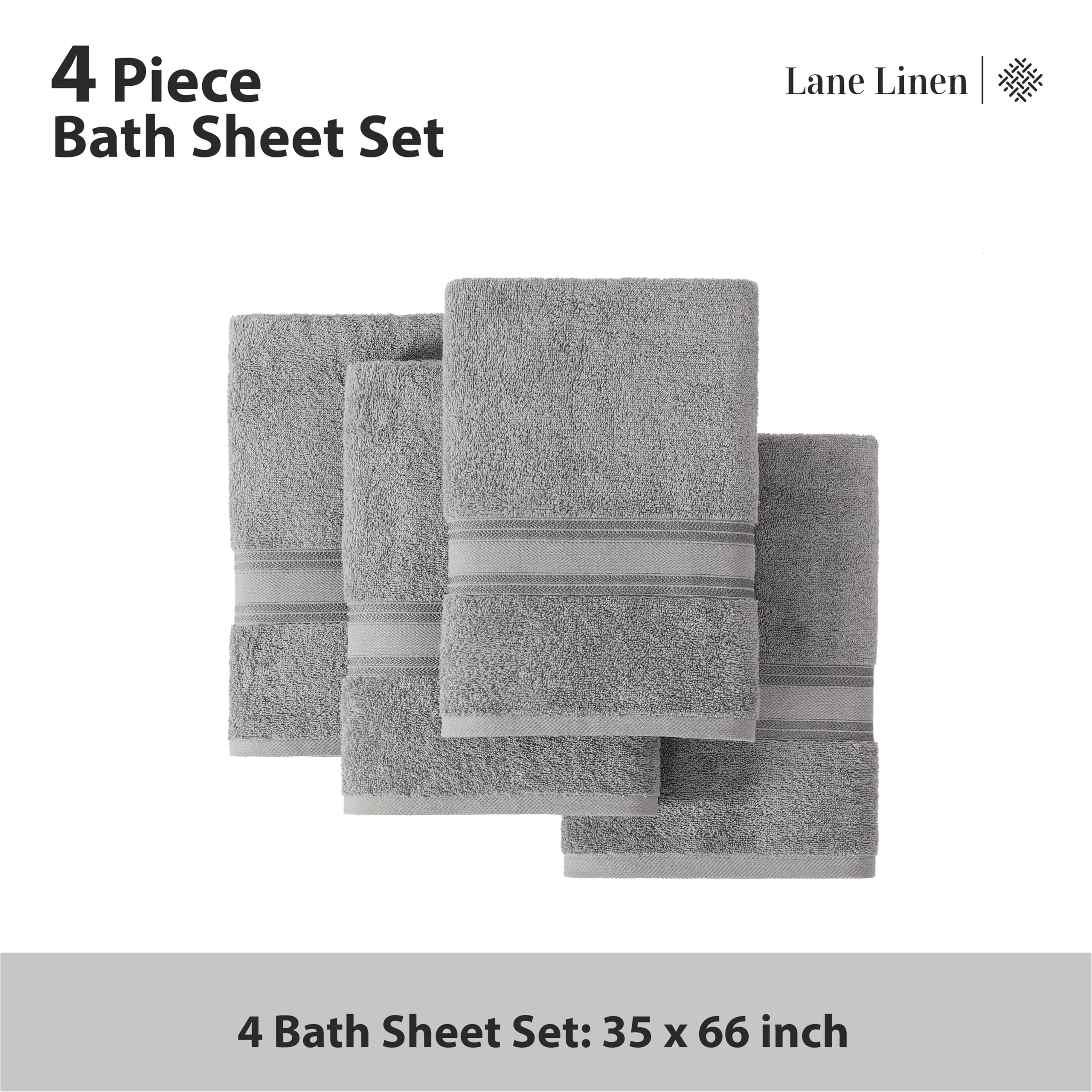 Foto 5 pulgar | Juego De 4 Toallas De Baño Lane Linen Extra Grandes, 100% Algodón, Color Gris - Venta Internacional.