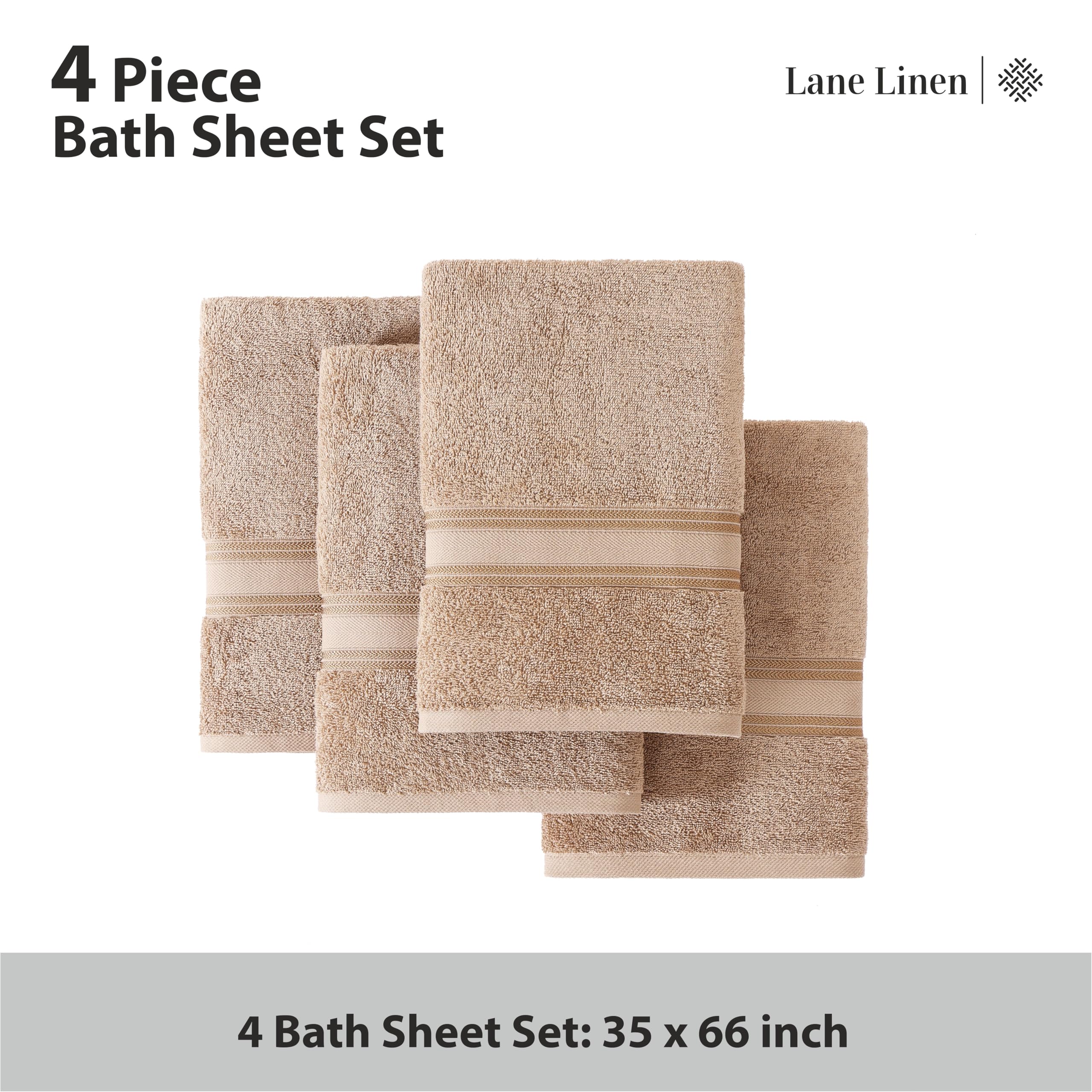 Foto 5 pulgar | Juego De Toallas De Baño Lane Linen, 100% Algodón, Extra Grandes, Color Topo, 4 Unidades - Venta Internacional.