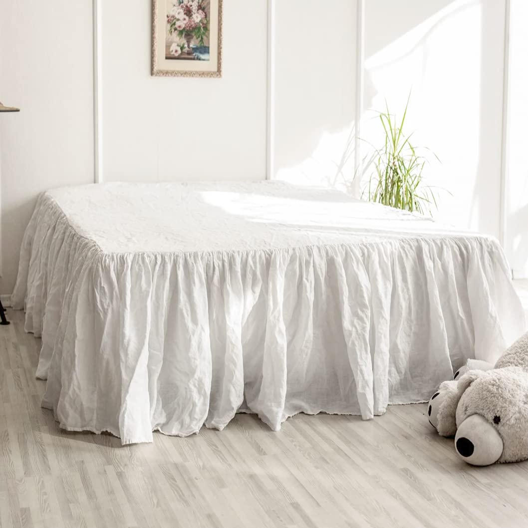 Faldón De Cama Simple&opulence De Lino Belga 100% Doble, Tamaño Queen O King - Venta Internacional.