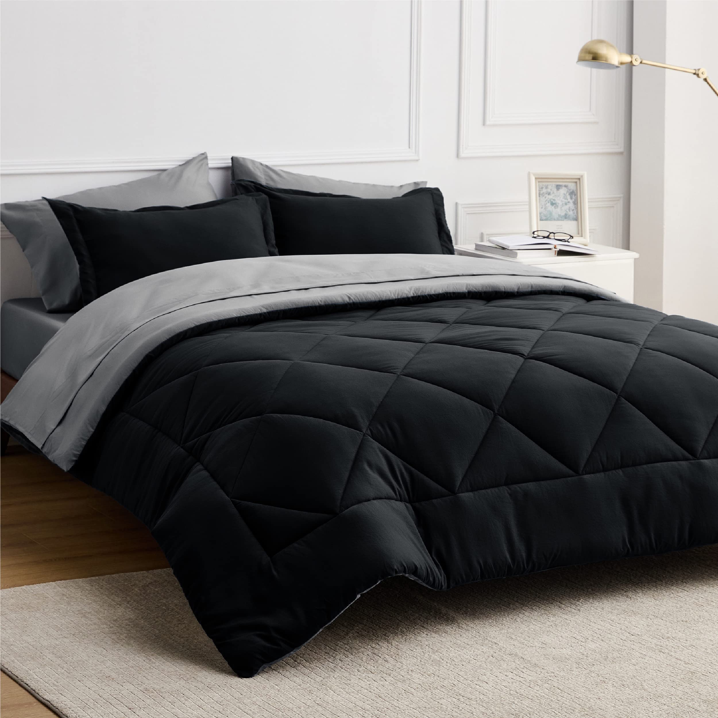 Foto 1 | Juego De Edredón Bedsure Negro Tamaño King, 7 Piezas Reversibles - Venta Internacional.