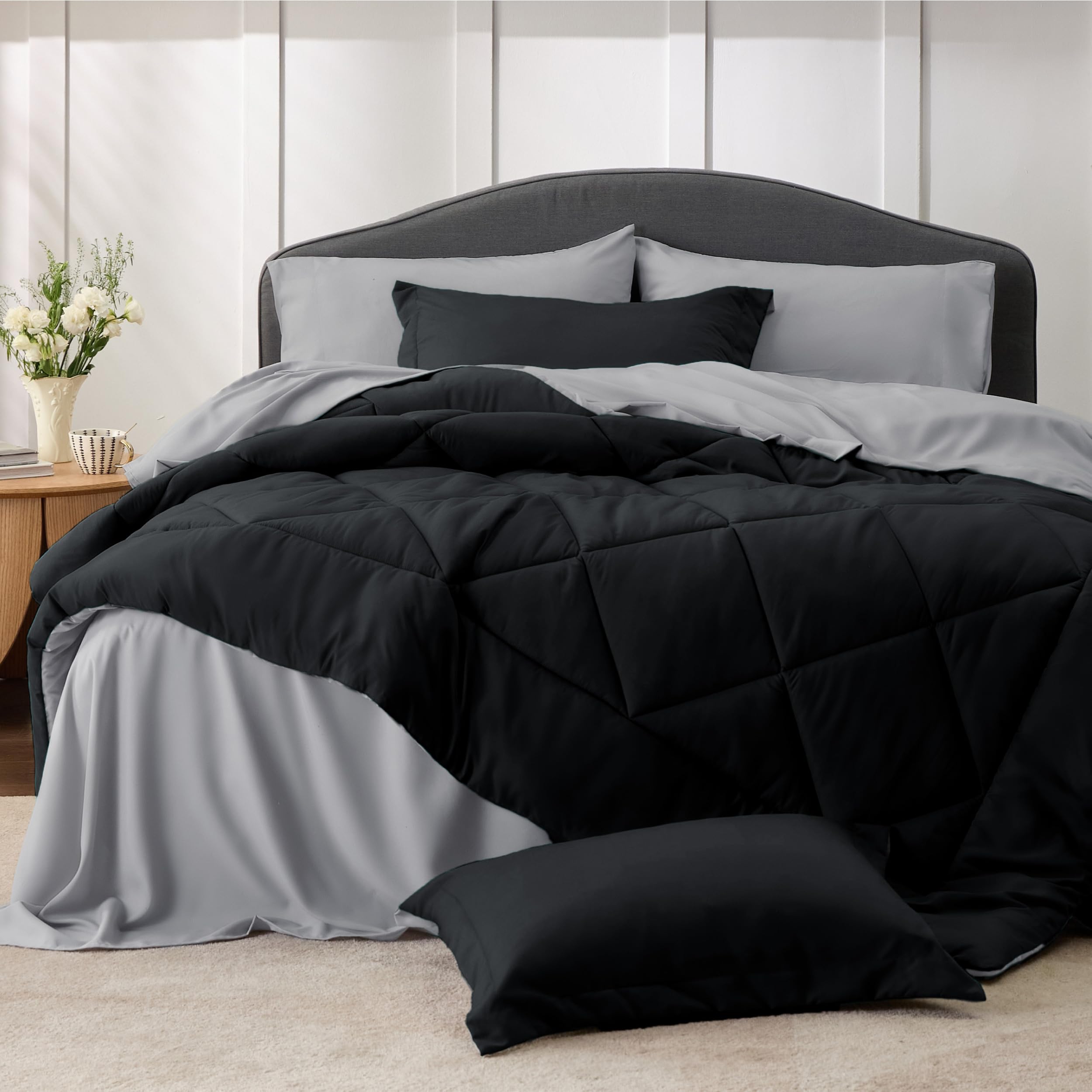 Foto 2 | Juego De Edredón Bedsure Negro Tamaño King, 7 Piezas Reversibles - Venta Internacional.