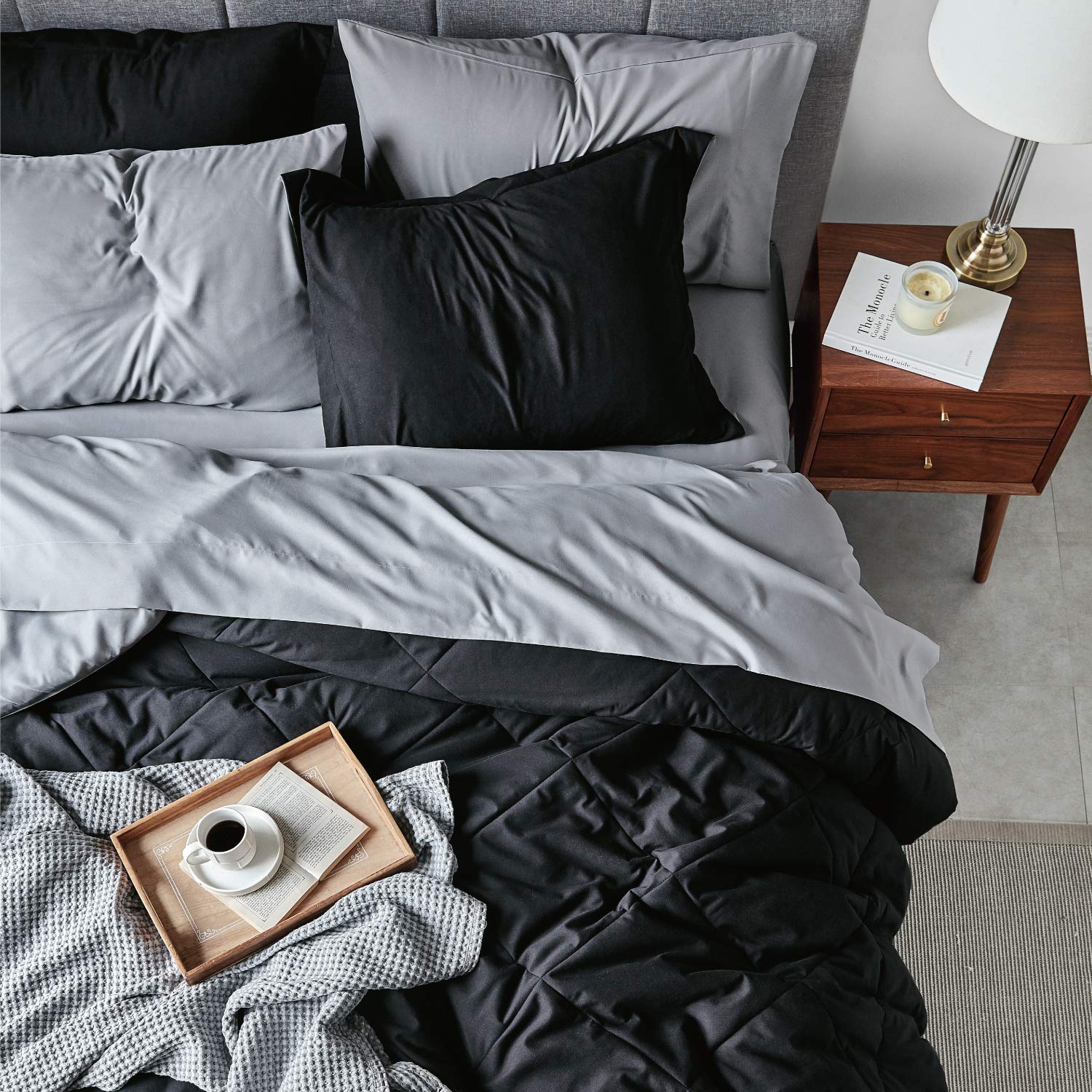 Foto 5 pulgar | Juego De Edredón Bedsure Negro Tamaño King, 7 Piezas Reversibles - Venta Internacional.