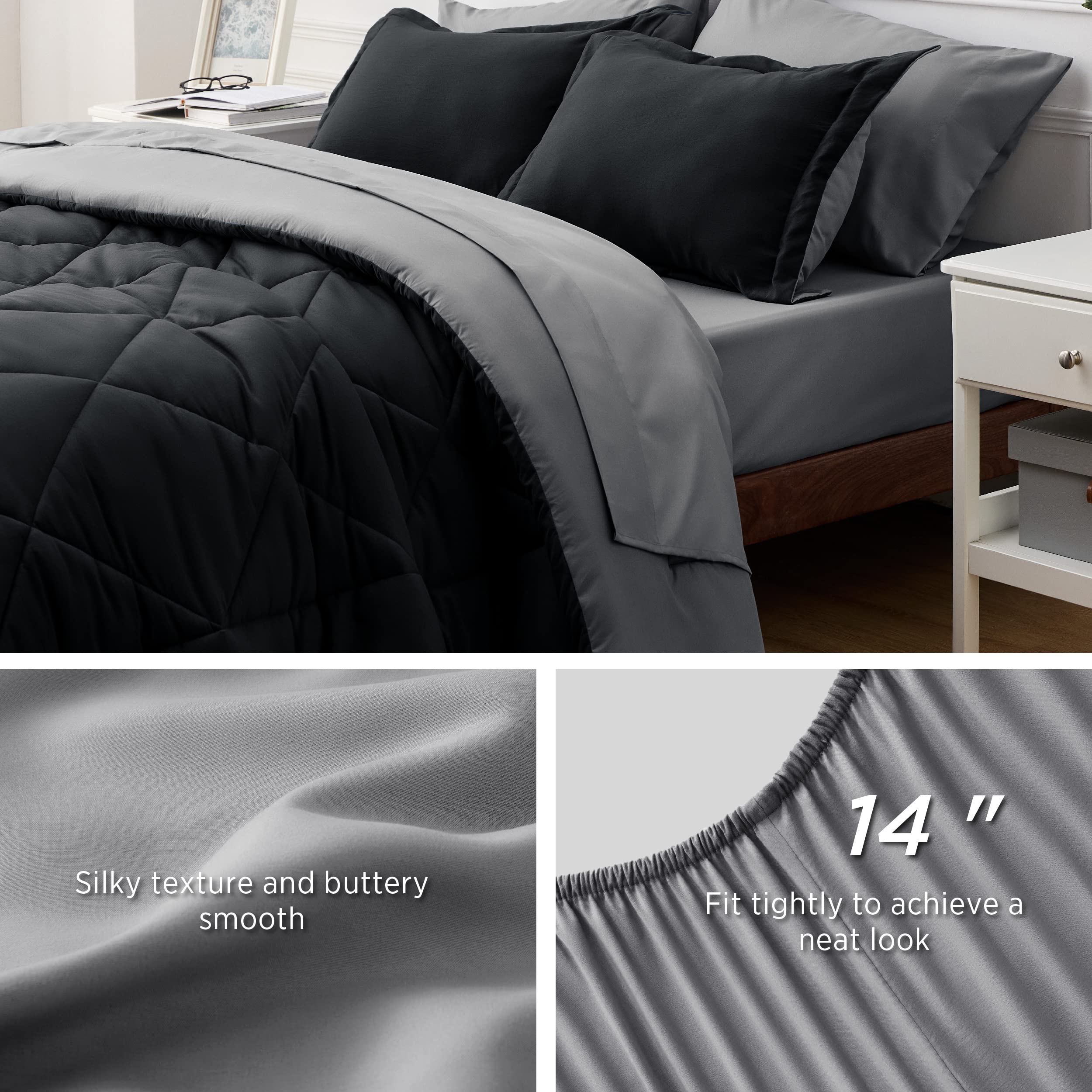 Foto 5 | Juego De Edredón Bedsure Negro Tamaño King, 7 Piezas Reversibles - Venta Internacional.