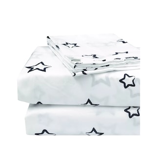Foto 1 | Juego De Sabanas Matrimonial 2,800 Hilos Blanco Estrellas Negras